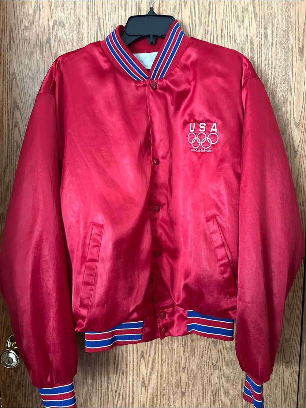 Vintage 1980’s Swingster Team USA Olympics Official Red Snap Button Jacket (L)